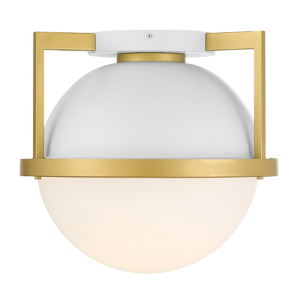Savoy House 6-4602-1-142 Carlysle 1-Light Ceiling Light in White with Warm Brass Accents