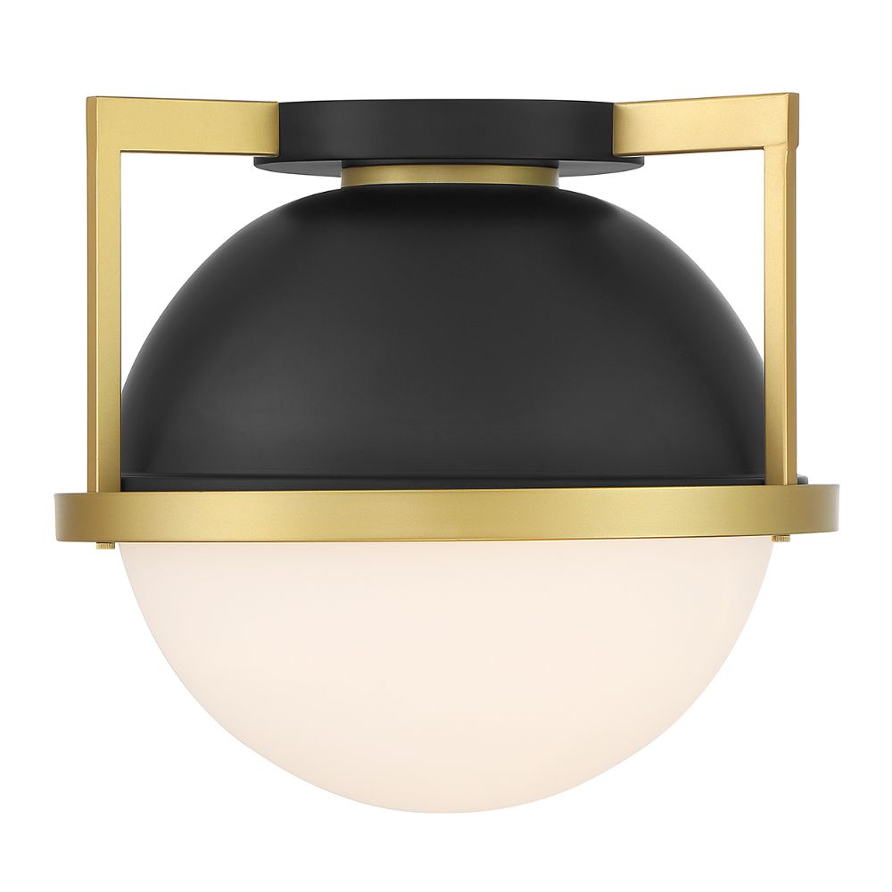 Savoy House 6-4602-1-143 Carlysle 1-Light Ceiling Light in Matte Black with Warm Brass Accents