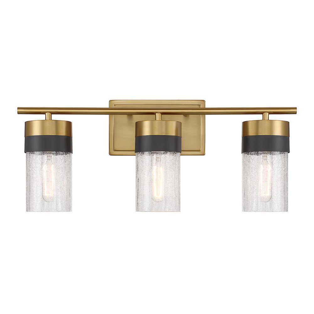 Savoy House 8-3600-3-322 Brickell 3-Light Bathroom Vanity Light in Warm Brass and Black