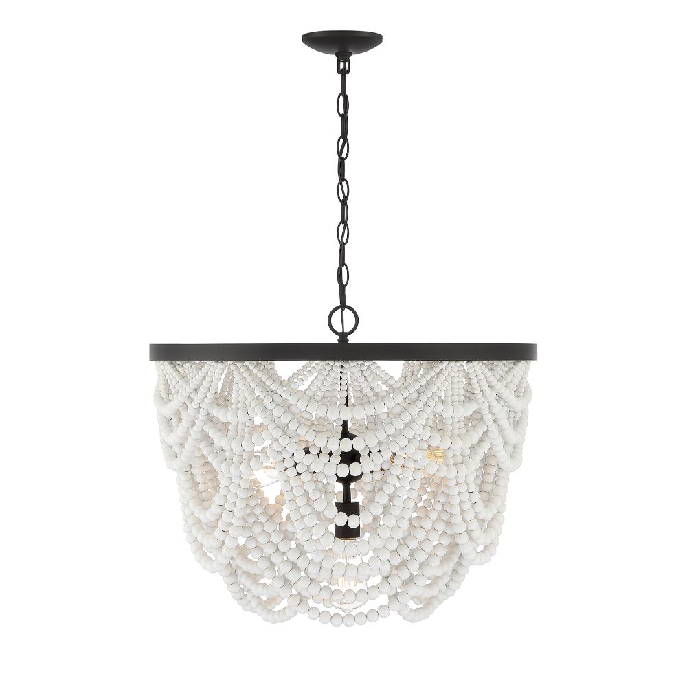 Meridian Lighting M100101GRORB 5-Light Chandelier in White with Oil Rubbed Bronze