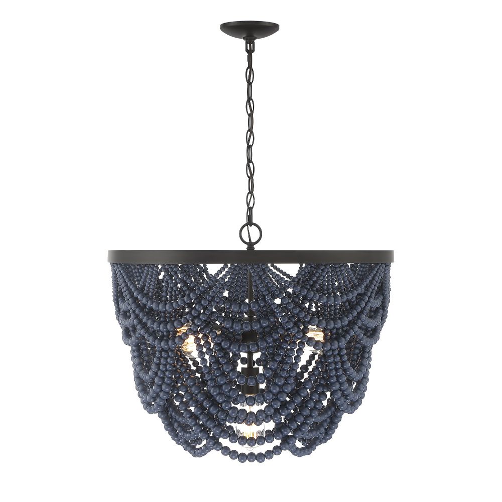 Meridian Lighting M100101NBLORB 5-Light Chandelier in Navy Blue with Oil Rubbed Bronze