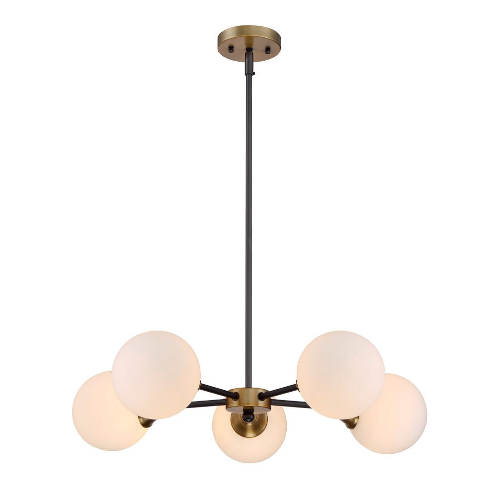 Meridian Lighting M10011-79 5 Light Oiled Rubbed bronze with Brass accents Chandelier