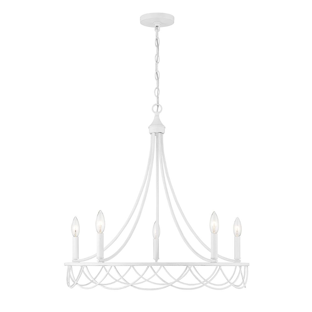 Meridian M100118DW 5-Light Chandelier in Distressed White