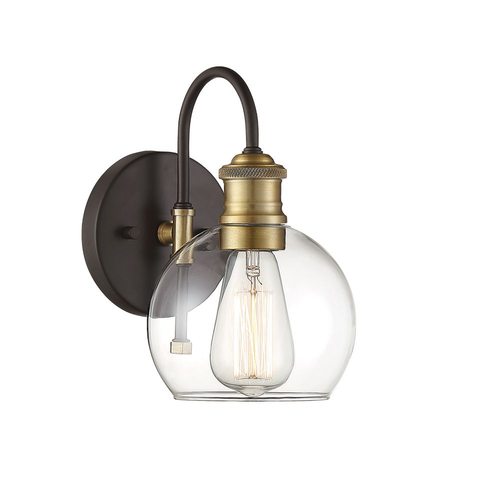 Meridian Lighting M50040ORBNB 1 Light Oil Rubbed Bronze with Natural Brass Exterior Wall Sconce