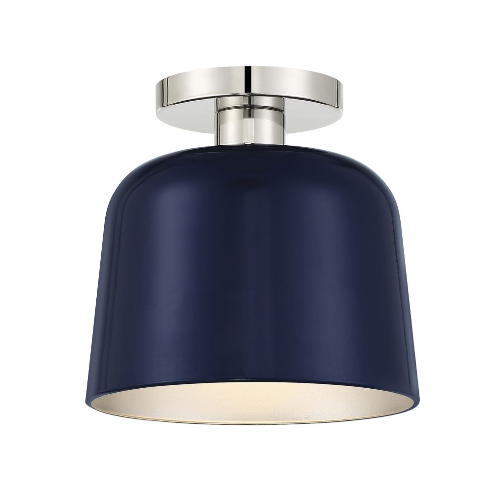 Meridian Lighting M60067NBLPN 1-Light Ceiling Light in Navy Blue with Polished Nickel