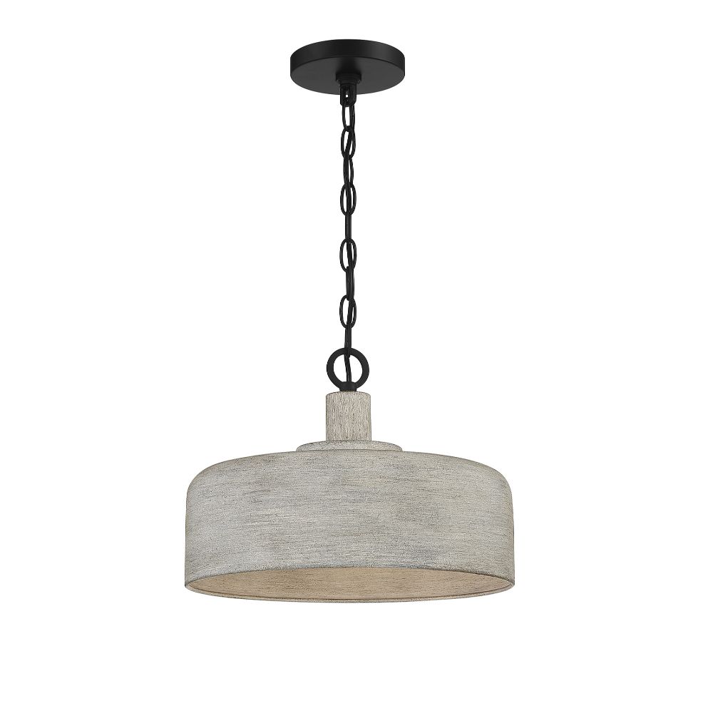 Meridian Lighting M70103WGBK 1 Light Weathered Gray With Black Accents Pendant