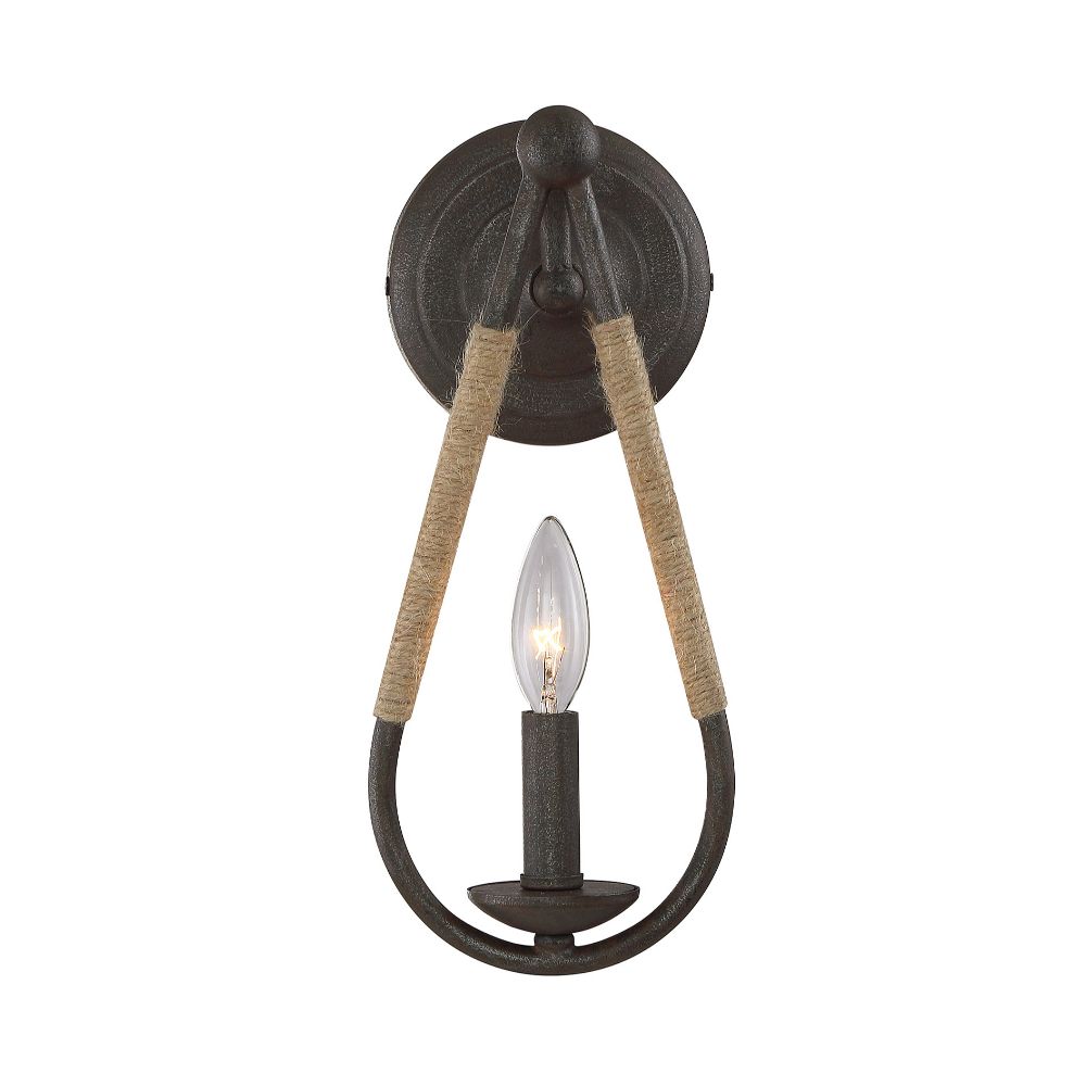 Meridian Lighting M90002RN 1 Light Rusty Nail with Rope Accents Sconce