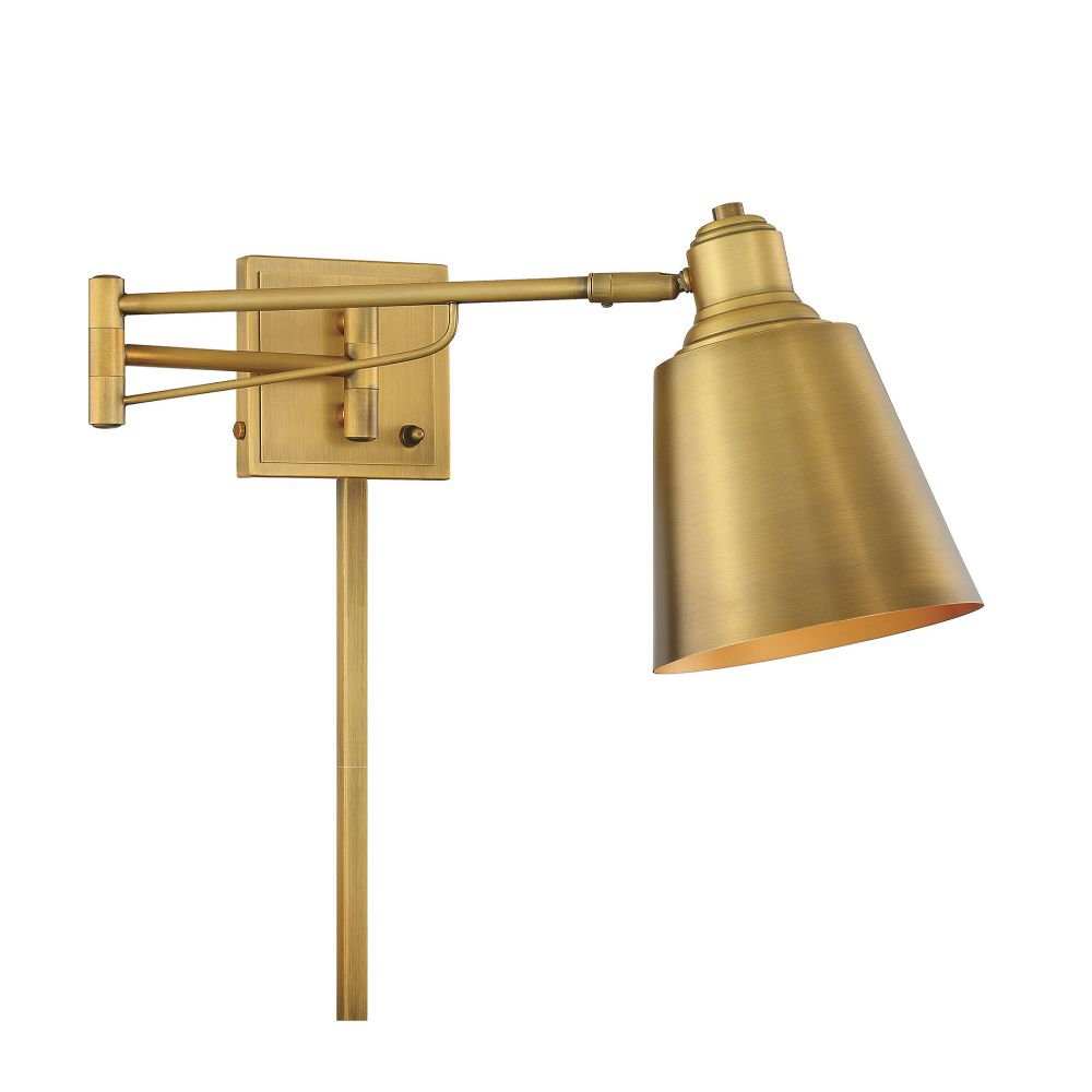 Meridian Lighting M90047NB 1 Light Brass Adjustable Wall Sconce