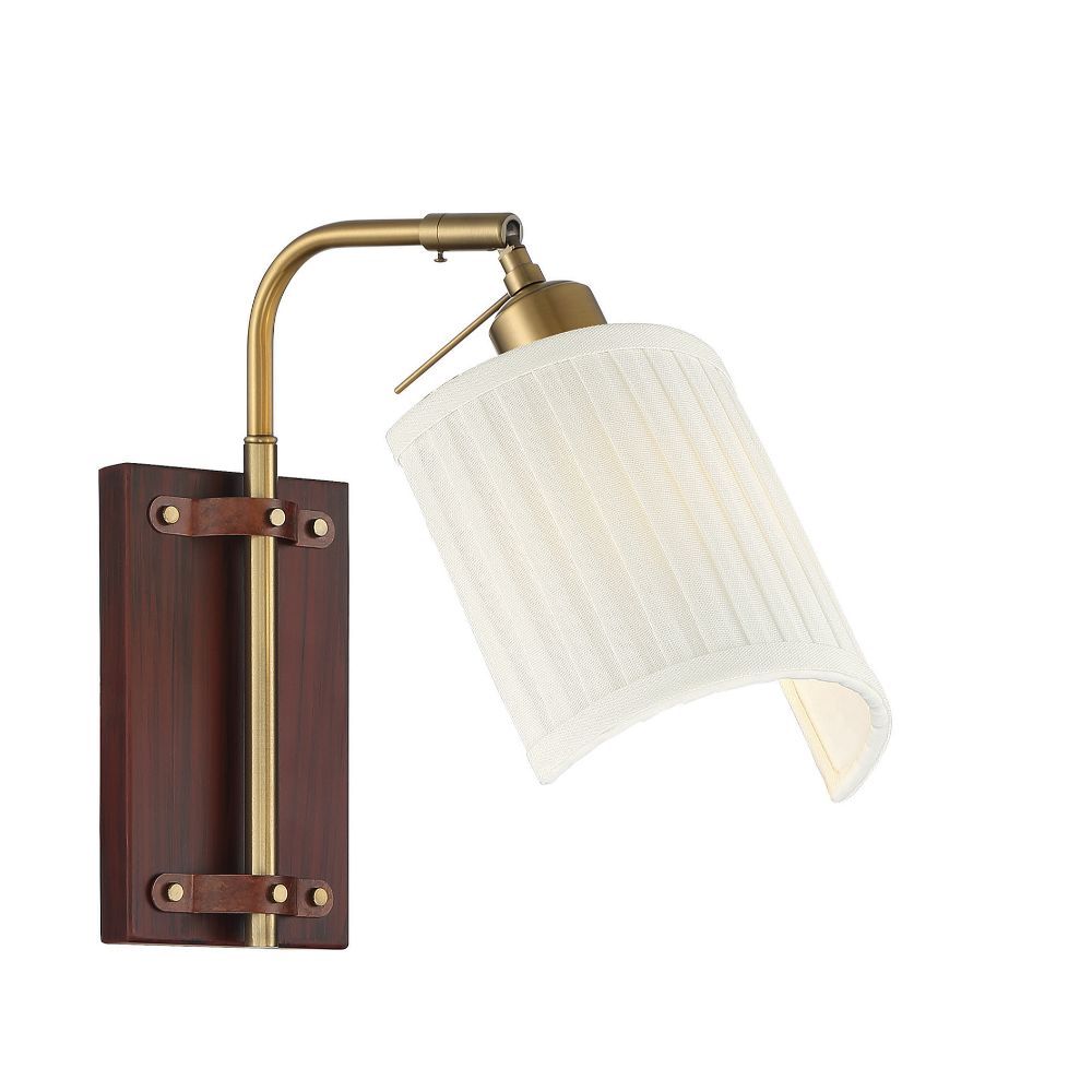 Meridian Lighting M90068NB 1-Light Wall Sconce in Redwood with Natural Brass