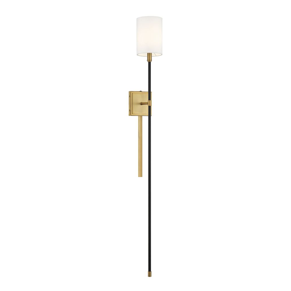 Meridian Lighting M90069BNB 1-Light Wall Sconce in Black with Natural Brass