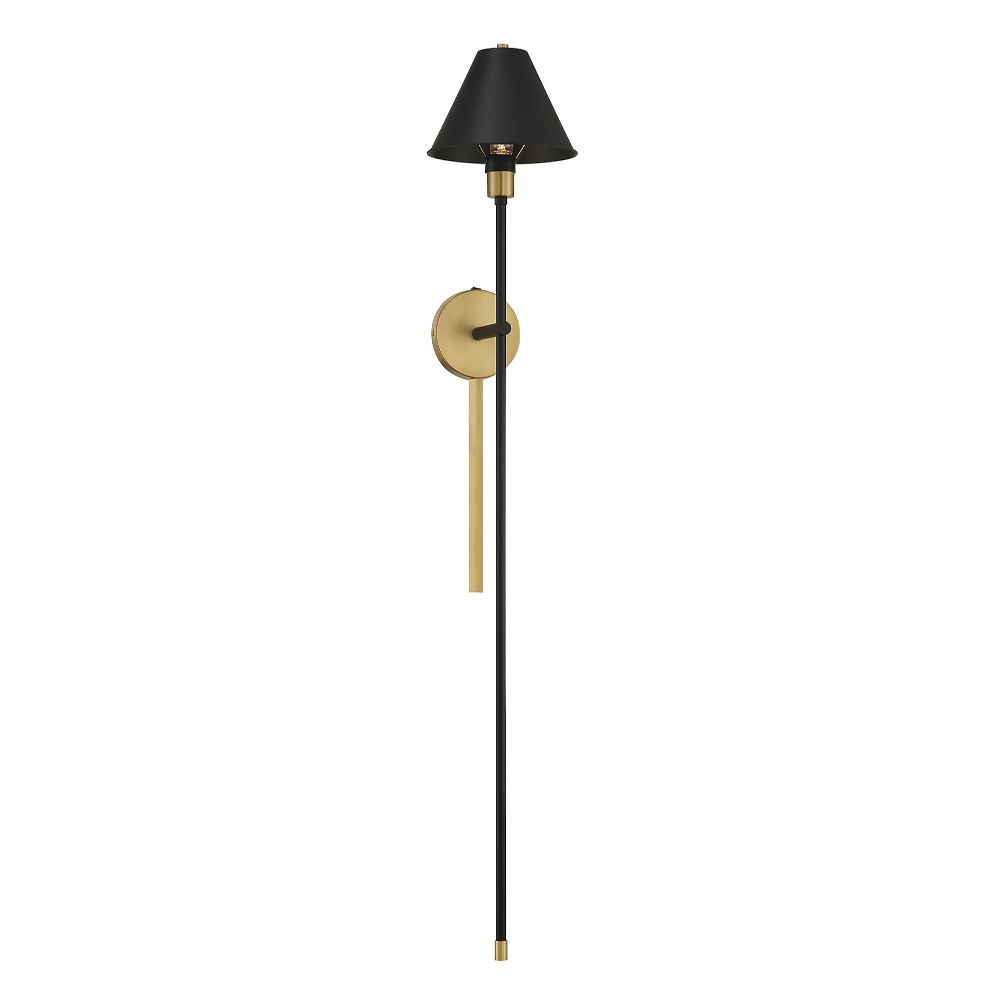 Meridian Lighting M90070BNB 1-Light Wall Sconce in Black with Natural Brass