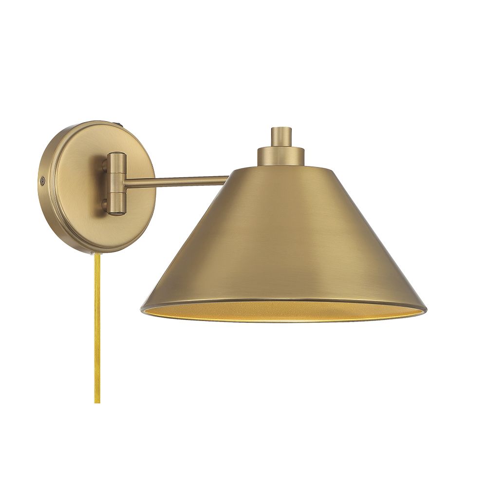 Meridian Lighting M90086NB 1-Light Wall Sconce in Natural Brass