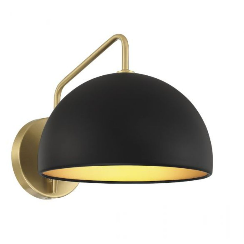 Meridian Lighting M90094MBKNB 1-Light Wall Sconce in Matte Black with Natural Brass