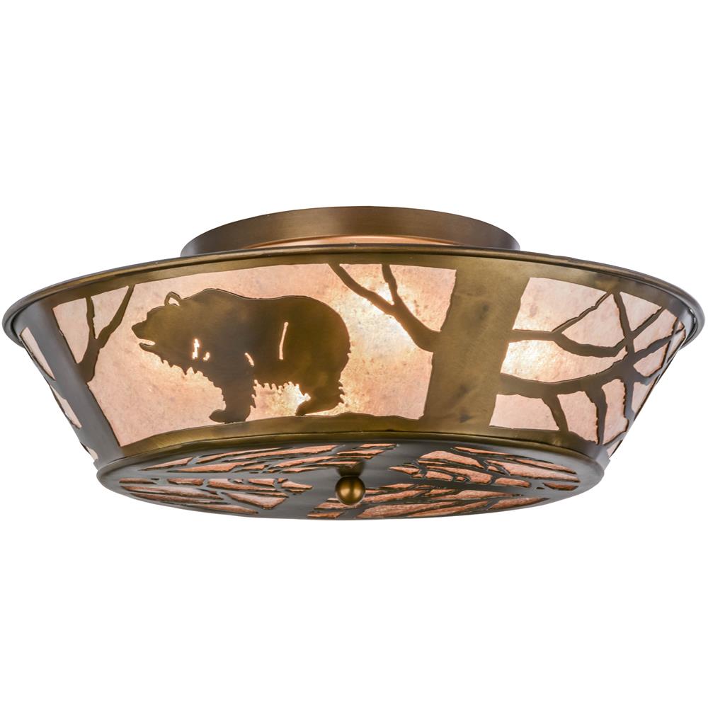 Meyda Tiffany Lighting 10011 4 Light Grizzly Bear Flush Mount Ceiling Light, Antique Copper