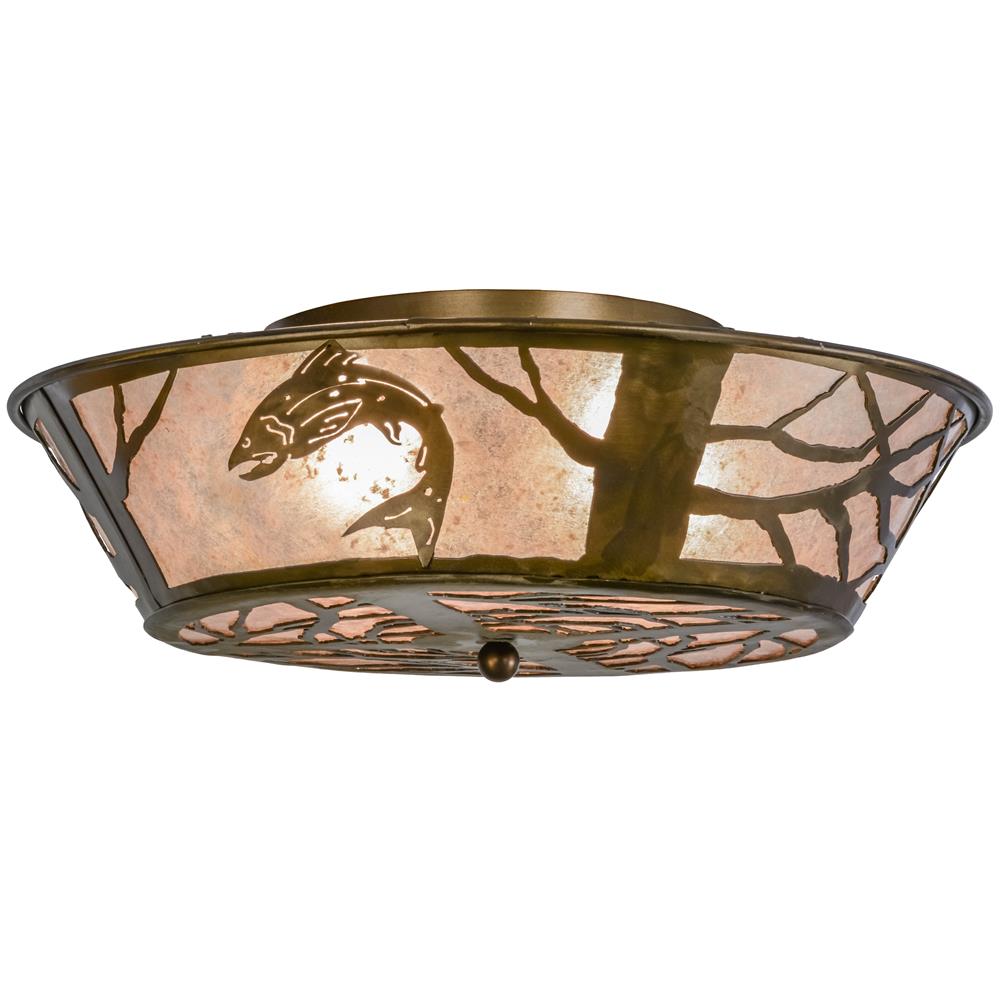 Meyda Tiffany Lighting 10014 4 Light Trout Flush Mount Ceiling Light, Antique Copper