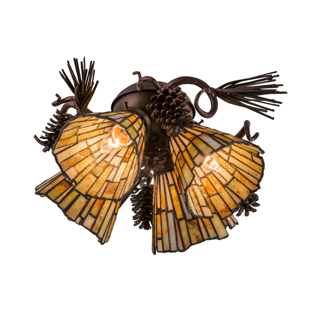 Meyda Tiffany Lighting Tiffany 105716 4 Light Pinecone Fan Light Kit, Mahogany Bronze