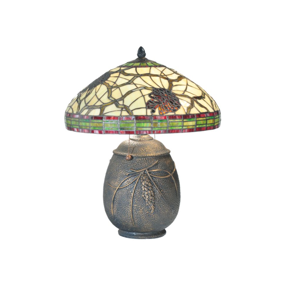 Meyda Lighting 106287 20"H Burgundy Pinecone Table Lamp 