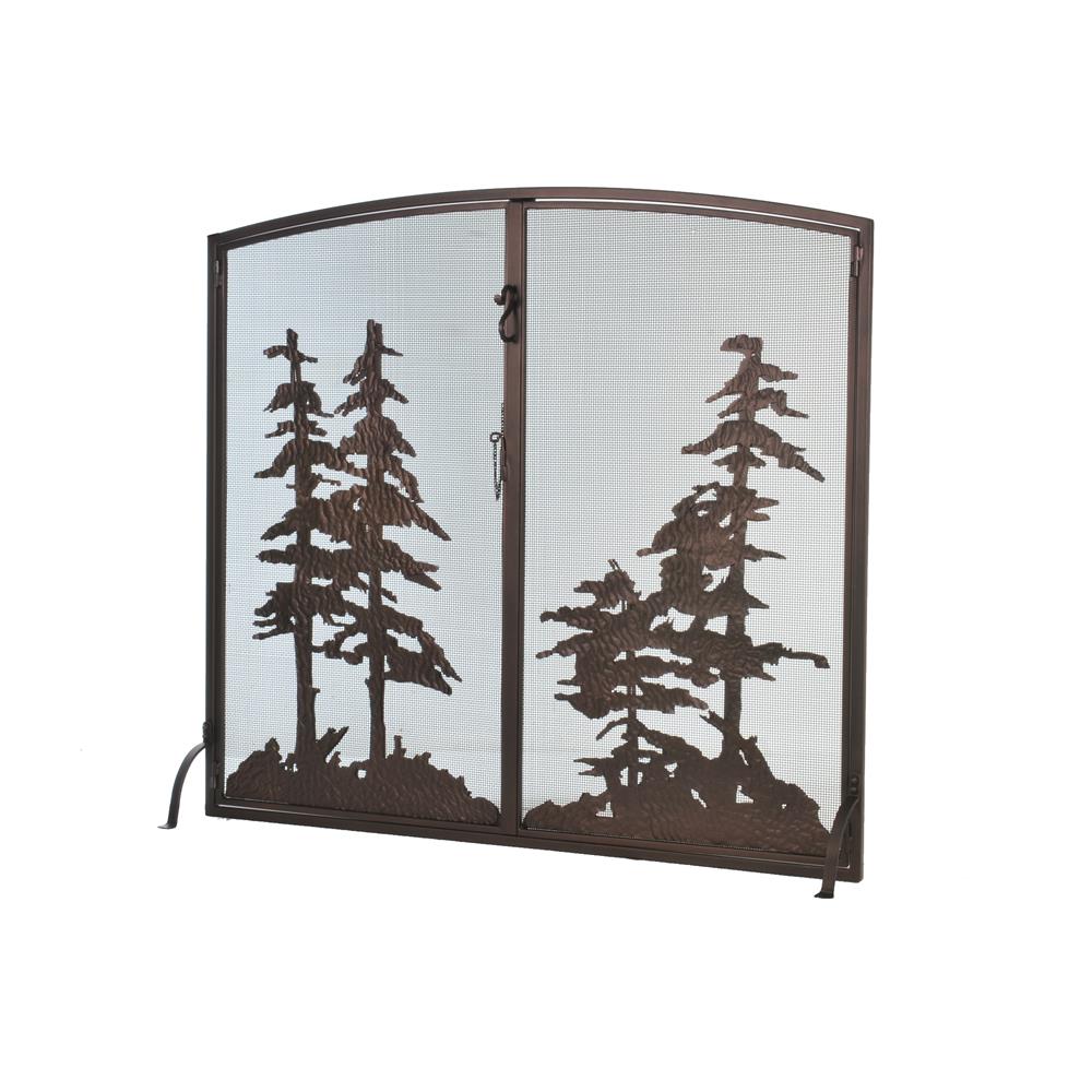 Meyda Tiffany Lighting 106333 47"W X 43"H Tall Pines Operable Door Arched Fireplace Screen