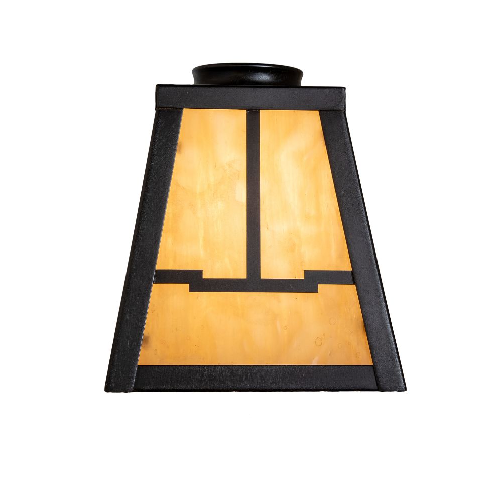 Meyda Lighting 106617 6.5" Square Mission W/ Ring Valley View Shade in Craftsman Brown Finish