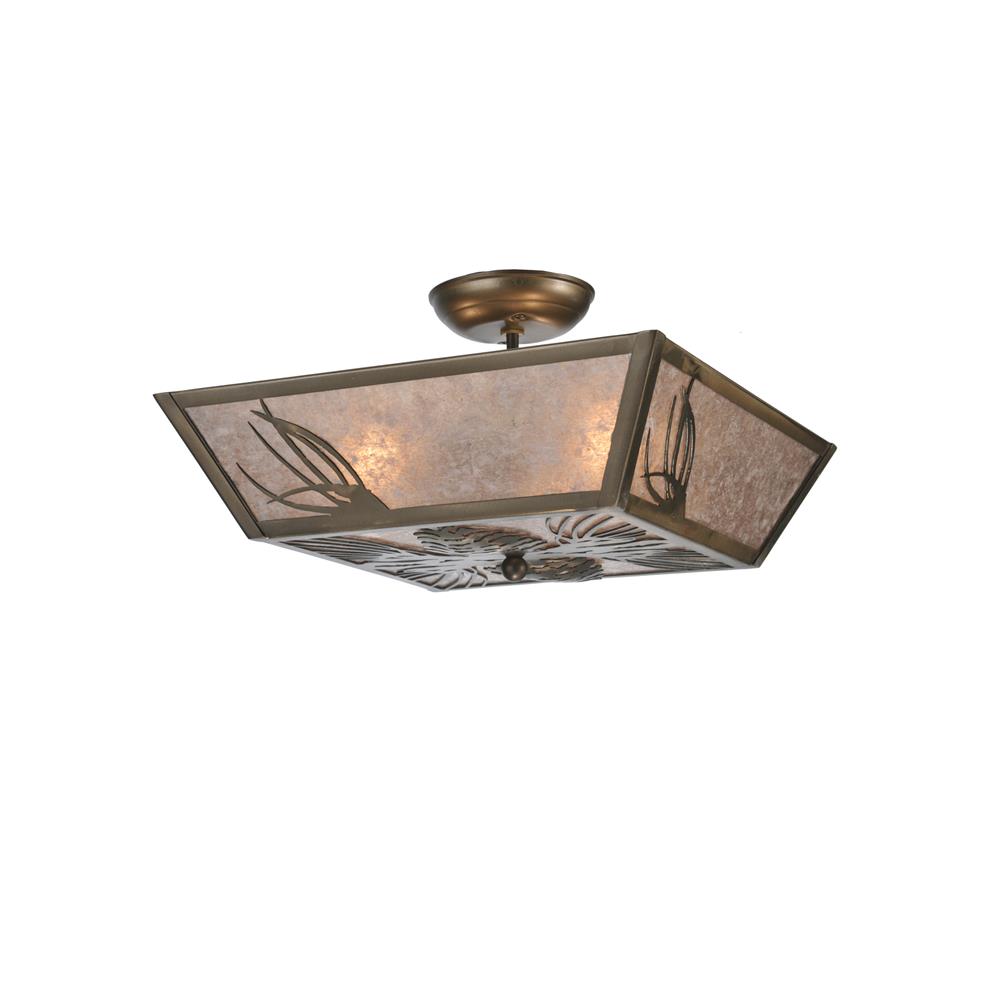 Meyda Tiffany Lighting 106774 3 Light Pinecone Semi Flush Ceiling Light, Antique Copper