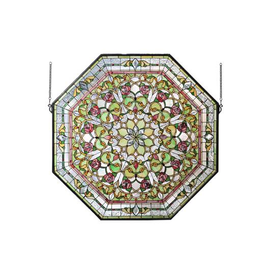 Meyda Tiffany Lighting 107225 35"W X 35"H Front Hall Floral Stained Glass Window
