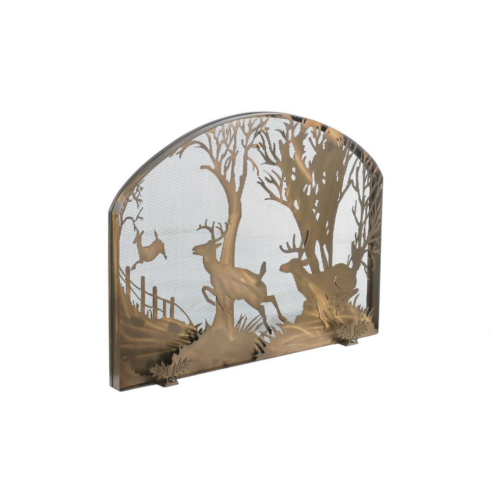 Meyda Tiffany Lighting 107759 39.5"W X 30"H Deer On The Loose Arched Fireplace Screen