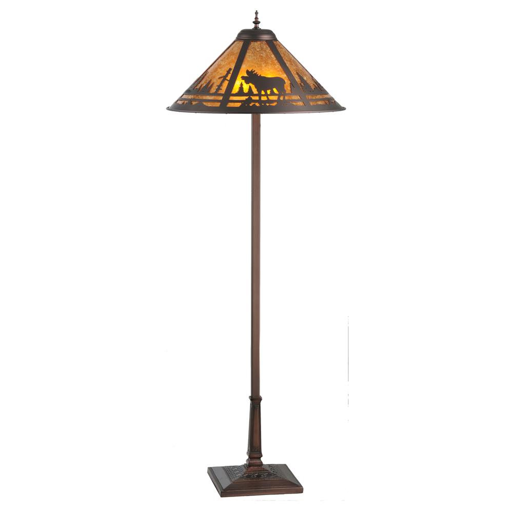 Meyda Tiffany Lighting 107889 2 Light Moose Woods Floor Lamp, Mahogany Bronze