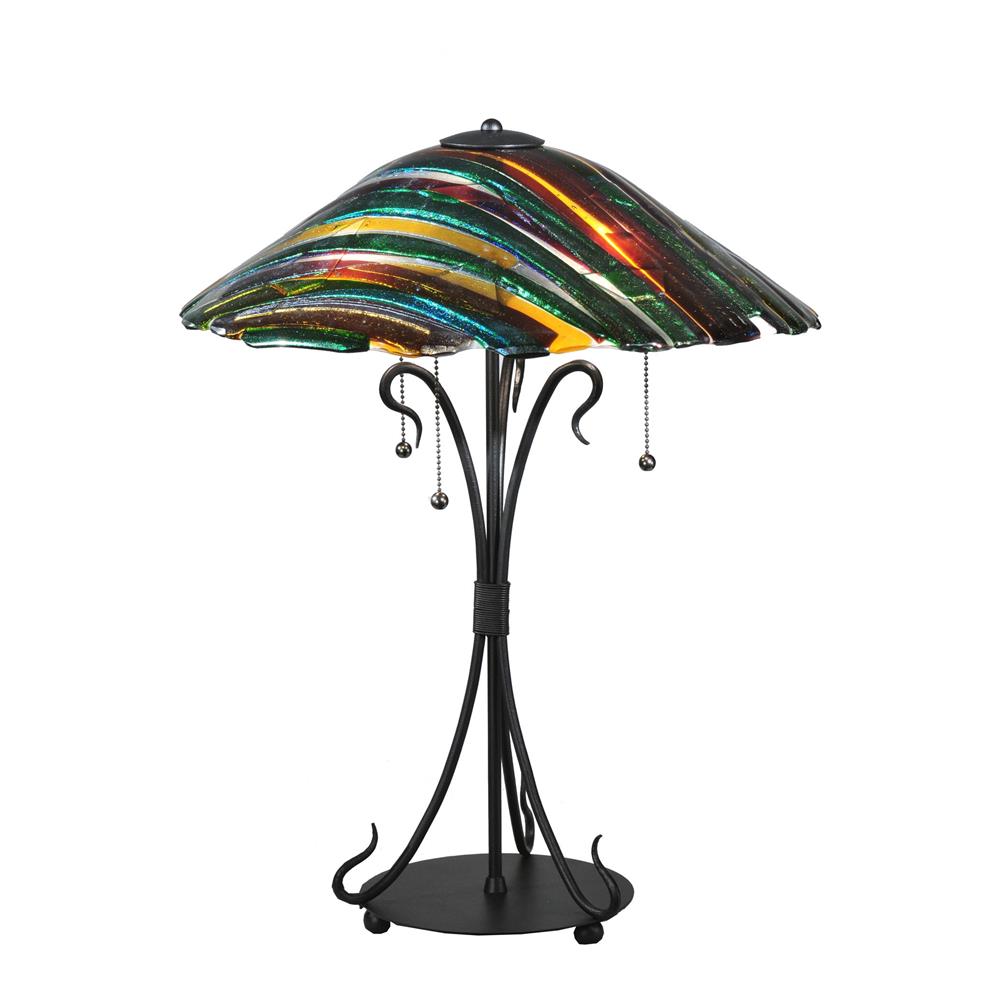 Meyda Tiffany Lighting 108407 24"H Penna Di Pavone Fused Glass Table Lamp