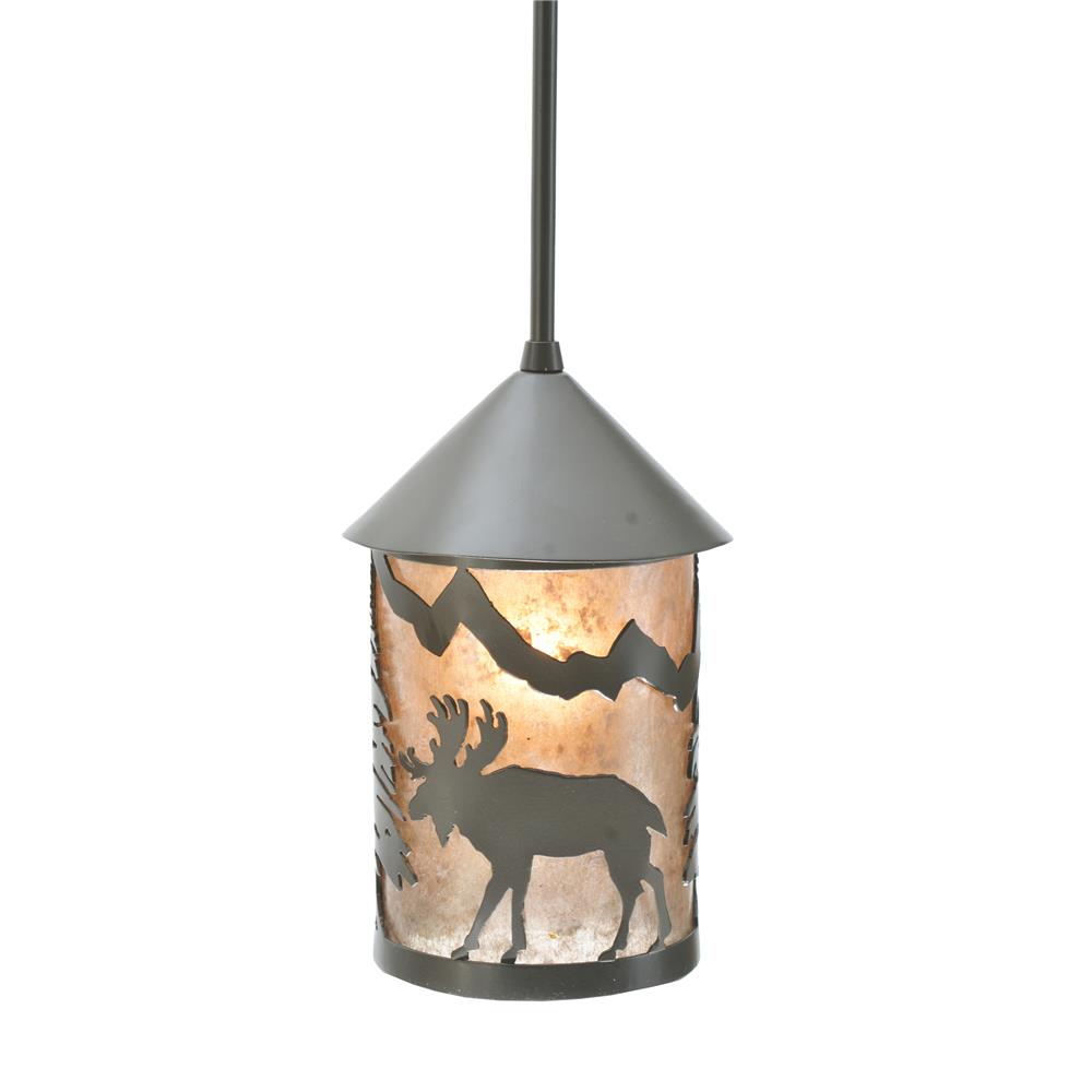 Meyda Tiffany Lighting 108462 6"W Lone Moose Lantern Mini Pendant