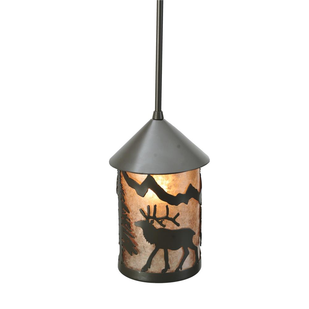 Meyda Tiffany Lighting 108464 6"W Lone Elk Lantern Mini Pendant