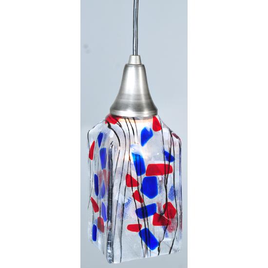 Meyda Tiffany Lighting 108763 4"Sq Americana Draped Fused Glass Mini Pendant