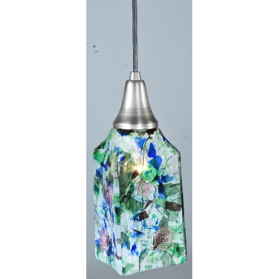 Meyda Tiffany Lighting 108764 4"Sq Fiddleheads Draped Fused Glass Mini Pendant