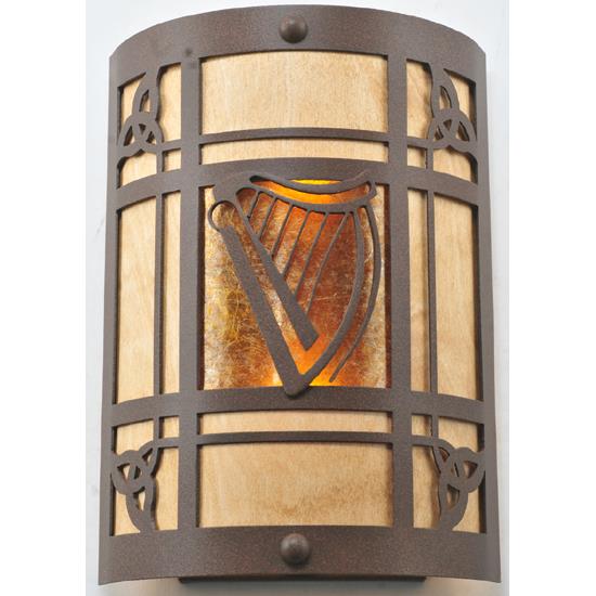 Meyda Tiffany Lighting 108827 9"W Celtic Harp Wall Sconce