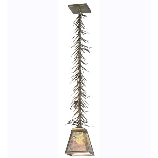 Meyda Tiffany Lighting 108843 7"Sq Winter Pine Mini Pendant