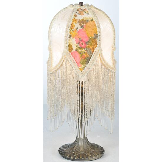 Meyda Tiffany Lighting 109198 15"H Fabric & Fringe Victorian Tulip Accent Lamp