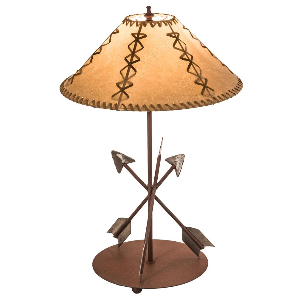Meyda Lighting 109374 23" High Arrowhead Faux Leather Shade Table Lamp