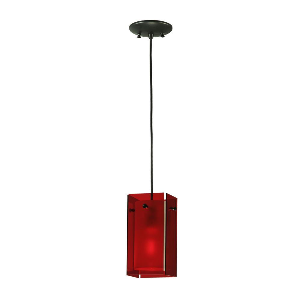 Meyda Tiffany Lighting 111274 5"Sq Quadrato Red Mini Pendant