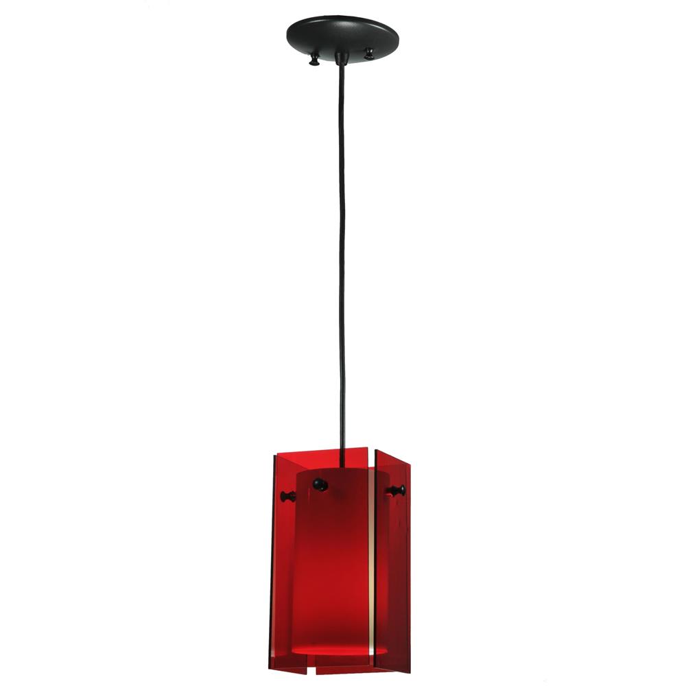 Meyda Tiffany Lighting 111338 5"Sq Quadrato Red Mini Pendant
