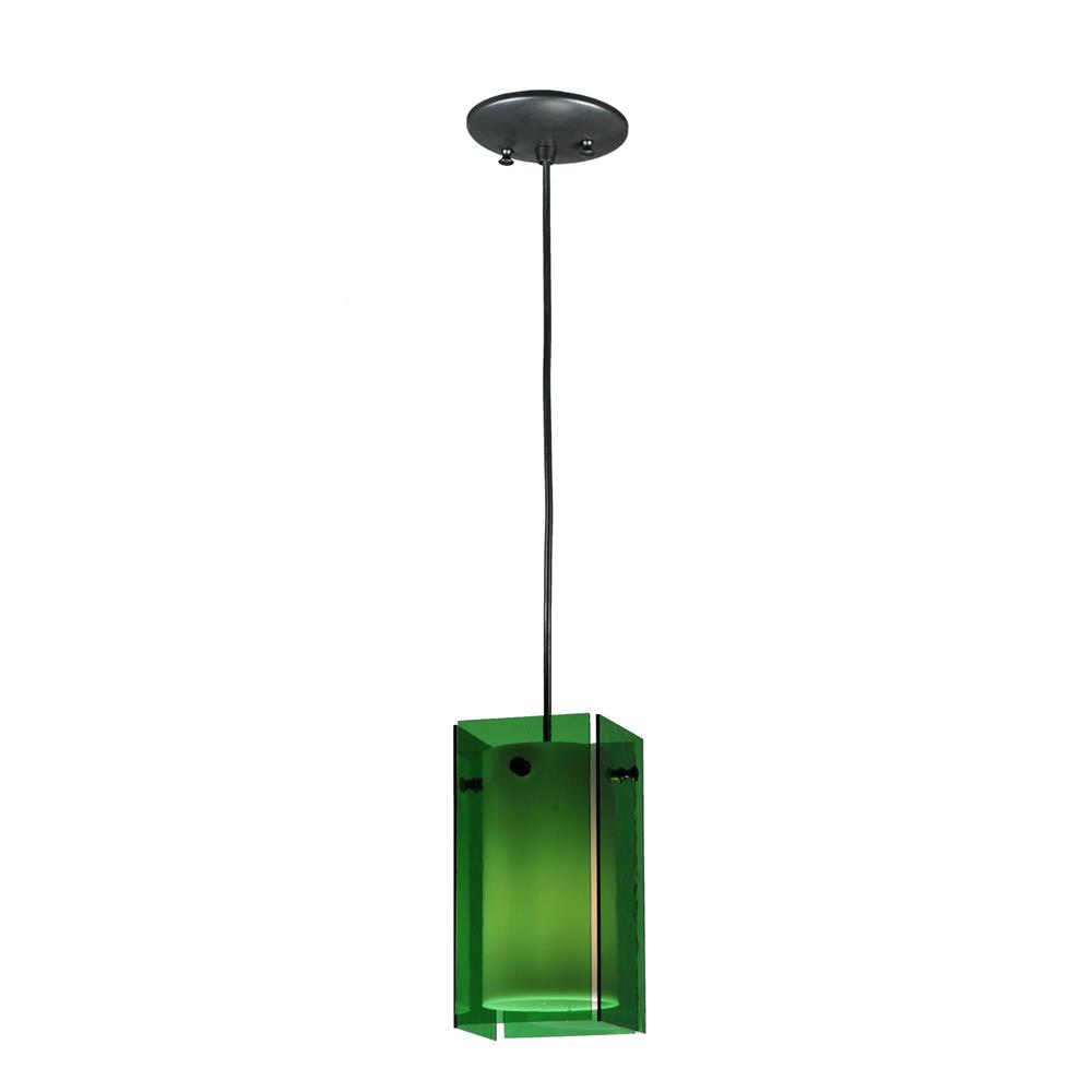Meyda Tiffany Lighting 111341 5"Sq Quadrato Green Mini Pendant