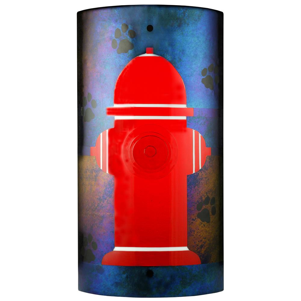 Meyda Tiffany Lighting 111519 12"W Fire Hydrant Fused Glass Wall Sconce
