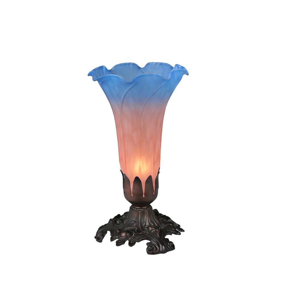 Meyda Tiffany Lighting 11311 8"H Pink/Blue Pond Lily Accent Lamp