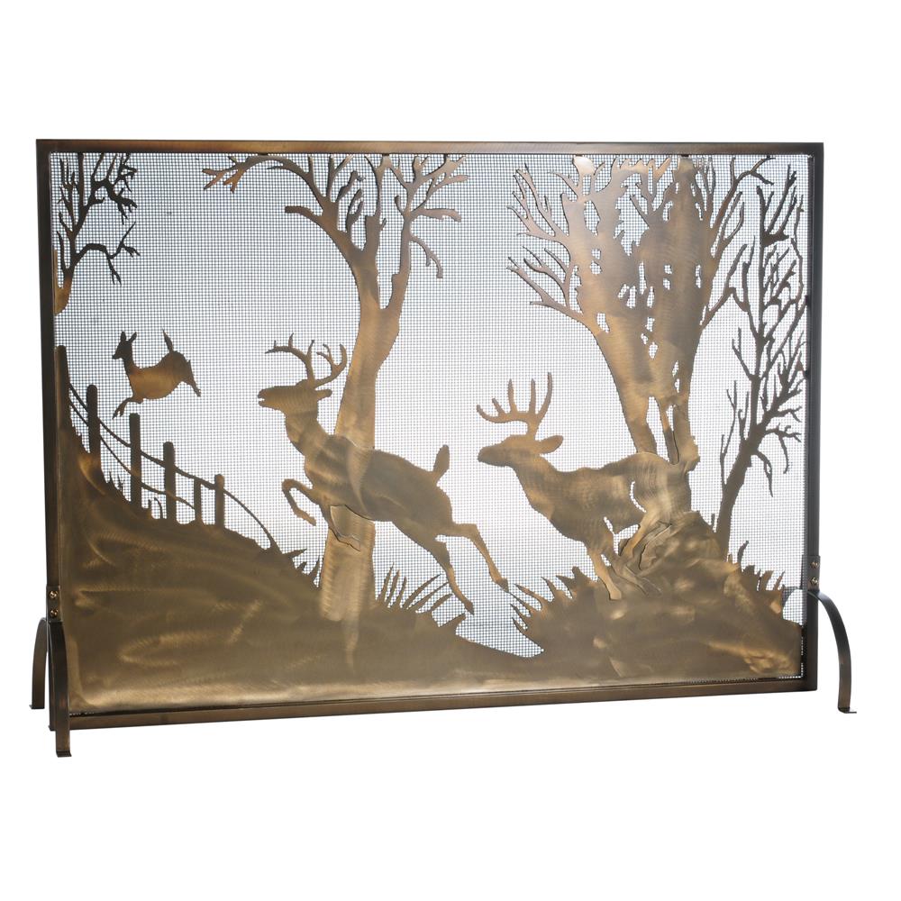 Meyda Tiffany Lighting 113656 44"W X 31.5"H Deer On The Loose Fireplace Screen