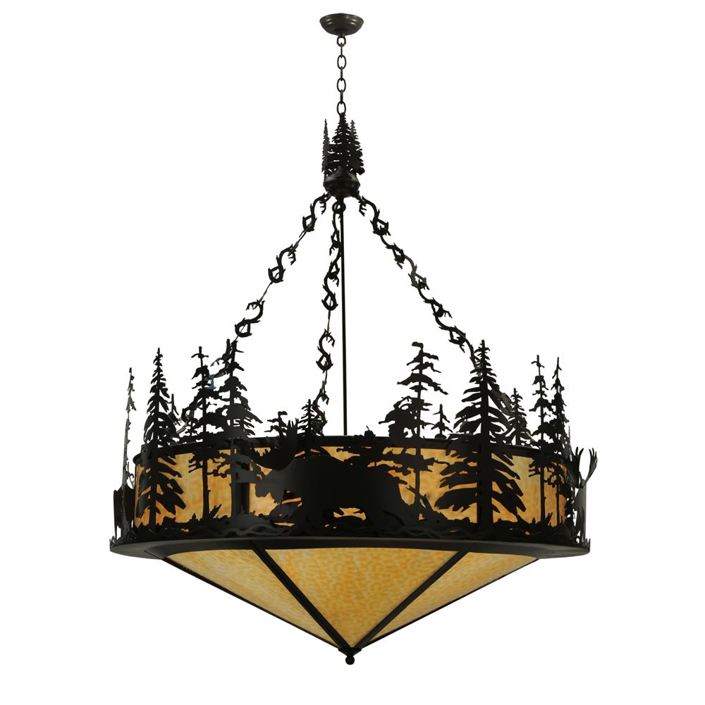 Meyda Tiffany Lighting 115032 56"W Moose At Dusk Inverted Pendant