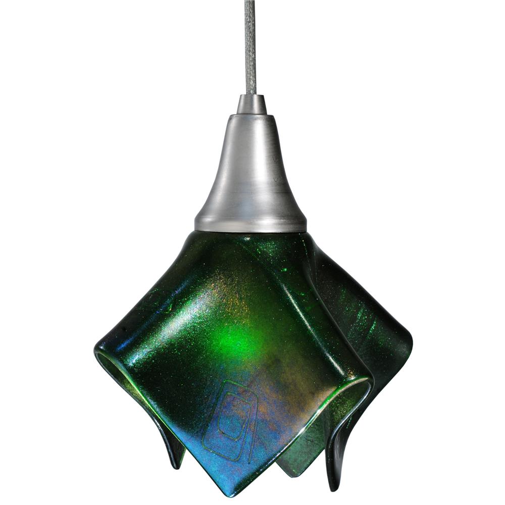 Meyda Tiffany Lighting 115821 8"W Aventurine Handkerchief Fused Glass Mini Pendant