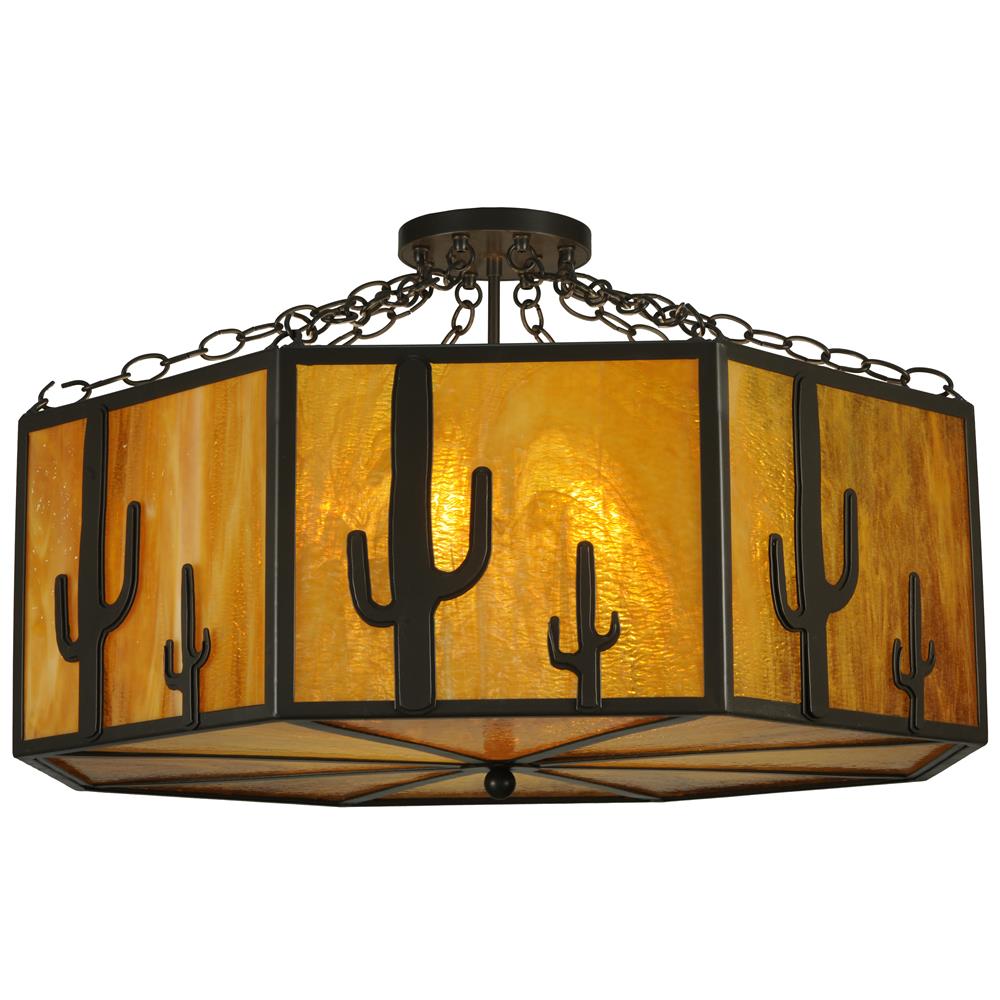 Meyda Tiffany Lighting 11849 8 Light Cactus Octagon Semi Flush Ceiling Light, Timeless Bronze
