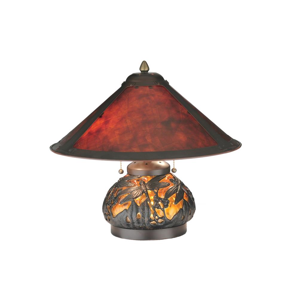 Meyda Tiffany Lighting 118681 15.5"H Van Erp Amber Mica Lighted Base Table Lamp