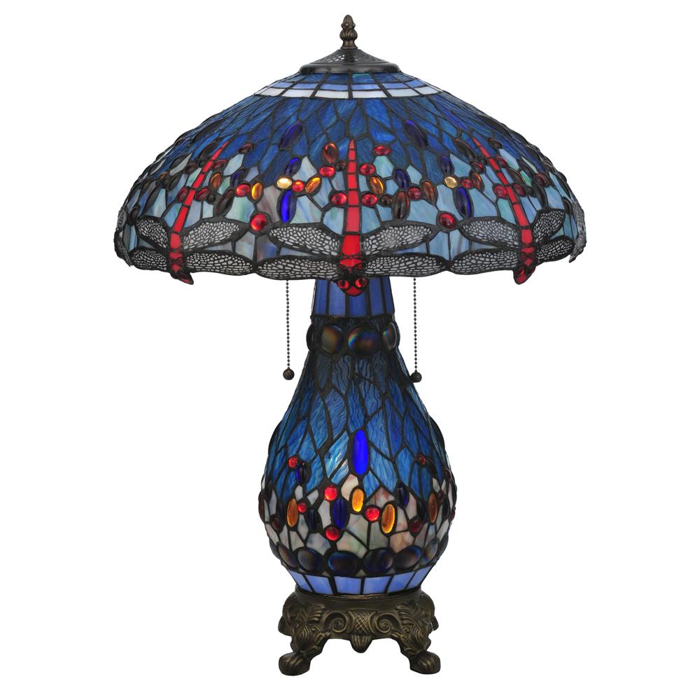 Meyda Tiffany Lighting 118840 25.5"H Tiffany Hanginghead Dragonfly Lighted Base Table Lamp