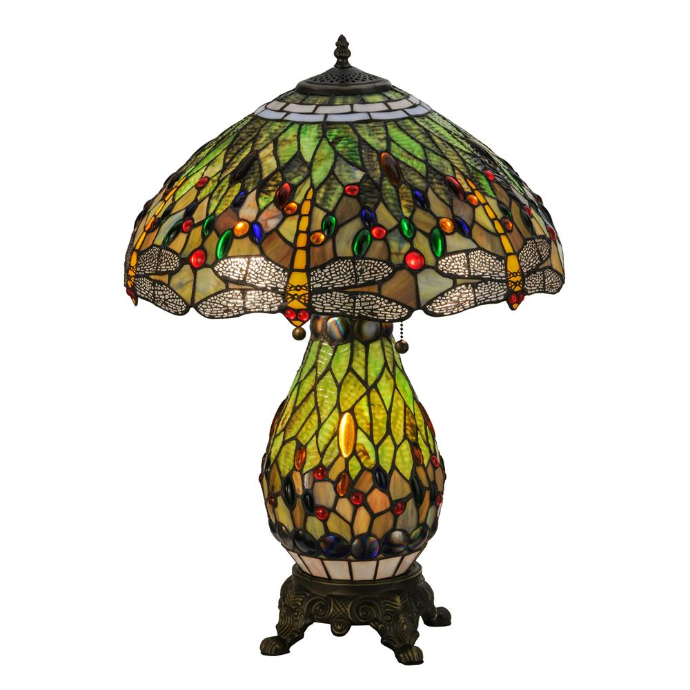 Meyda Tiffany Lighting 118845 25"H Tiffany Hanginghead Dragonfly Lighted Base Table Lamp
