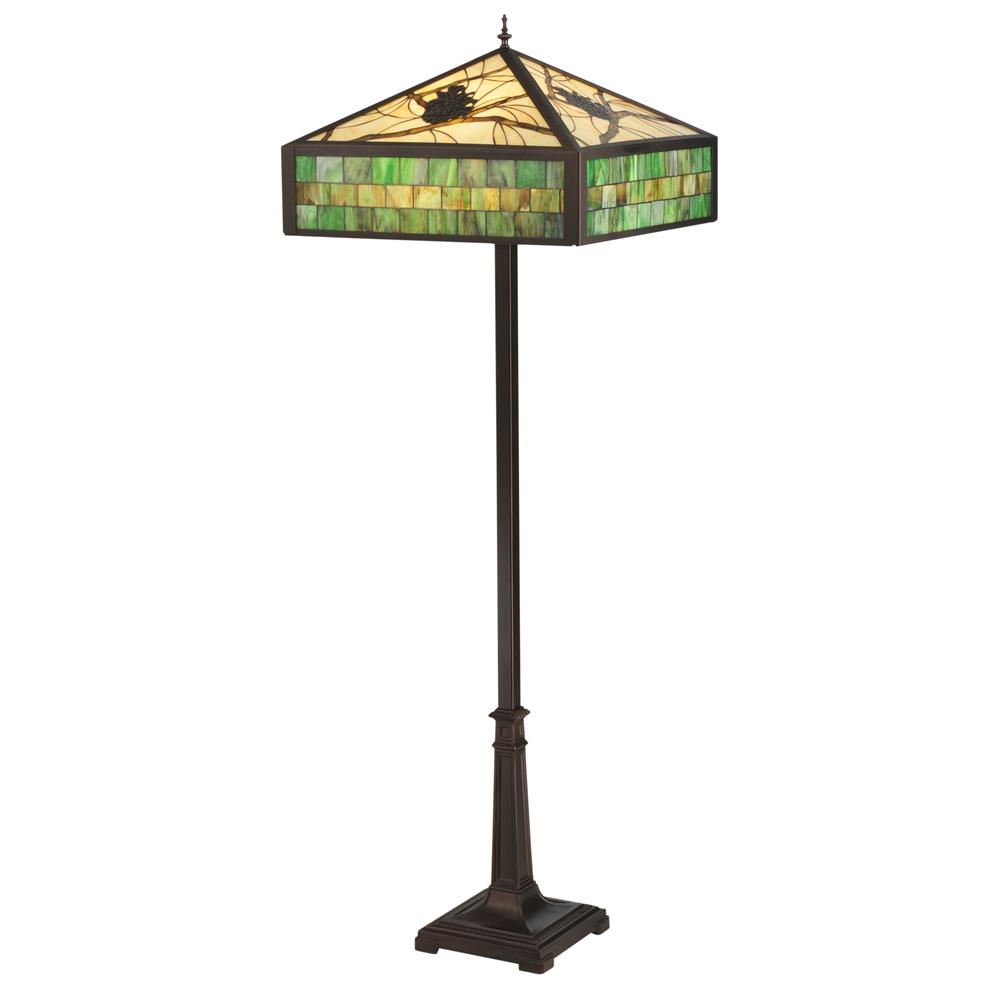 Meyda Tiffany Lighting 119175 64.5"H Green Pine Branch Mission Floor Lamp