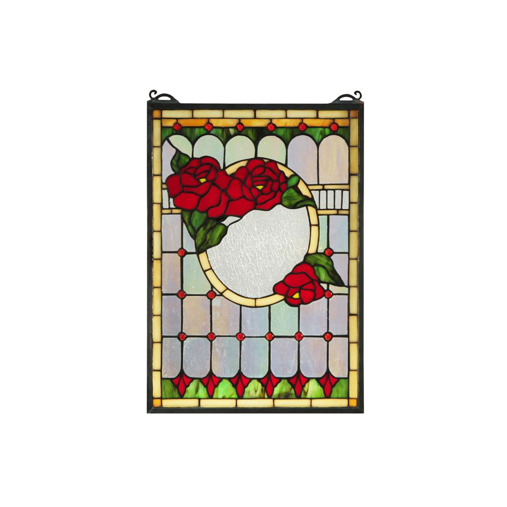 Meyda Tiffany Lighting 119443 14"W X 20"H Morgan Rose Stained Glass Window